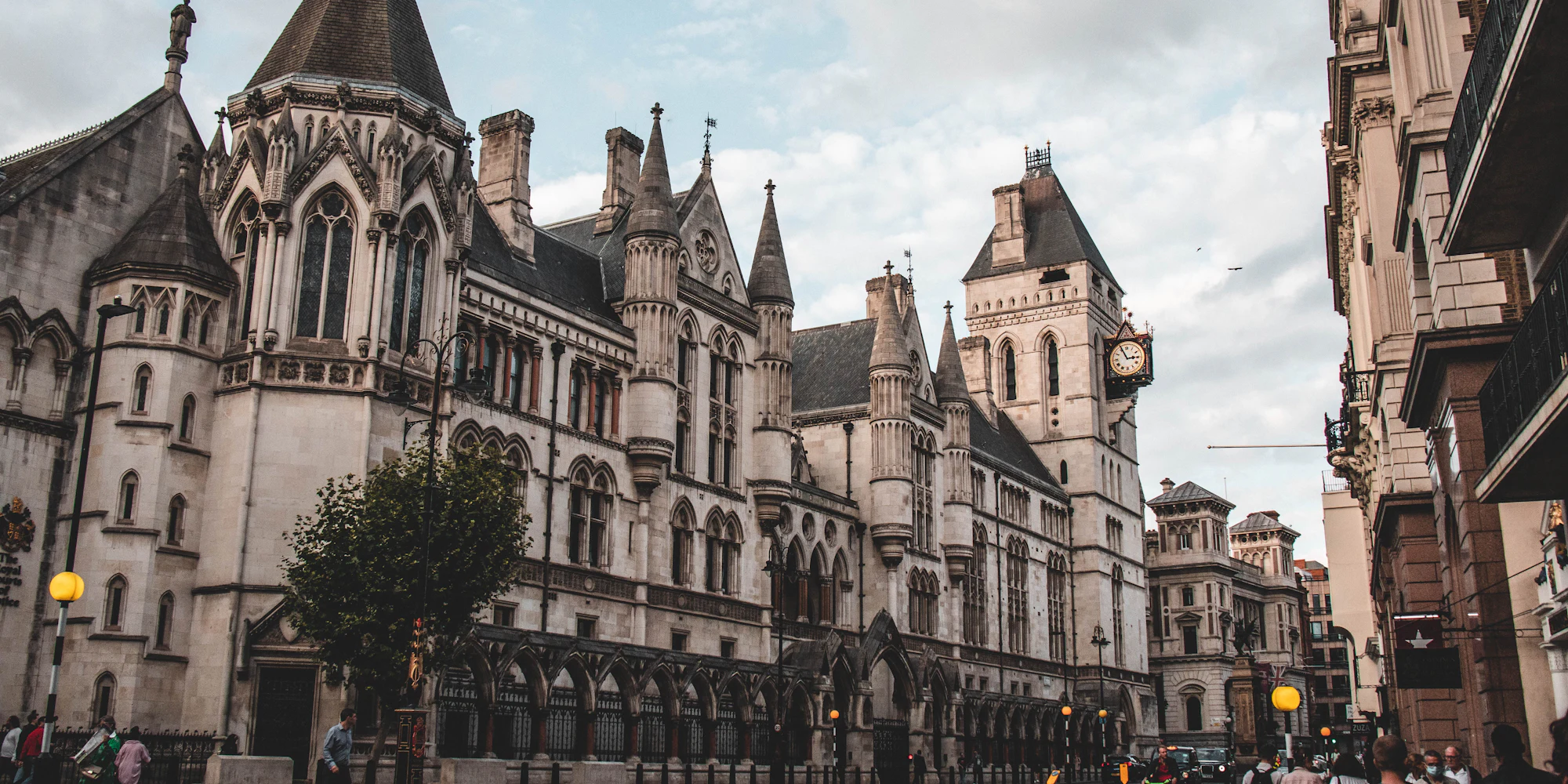 The western towers of the Royal Courts of Justice
