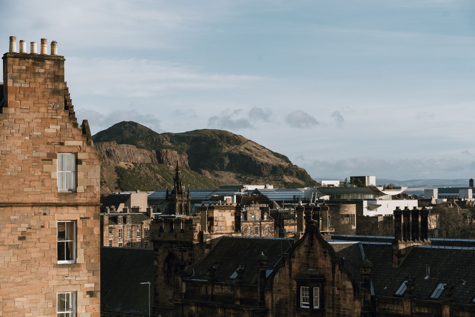 Edinburgh skyline with Arthur's Seat in the distance