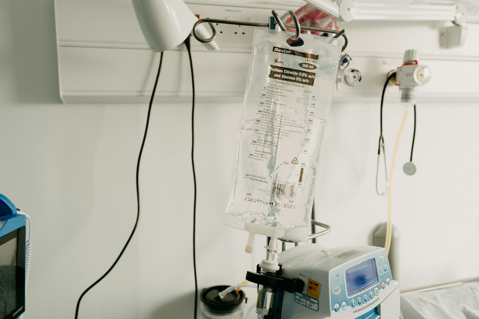 Infusion equipment at a hospital bedside, the setting reviewed by acute medicine expert witnesses